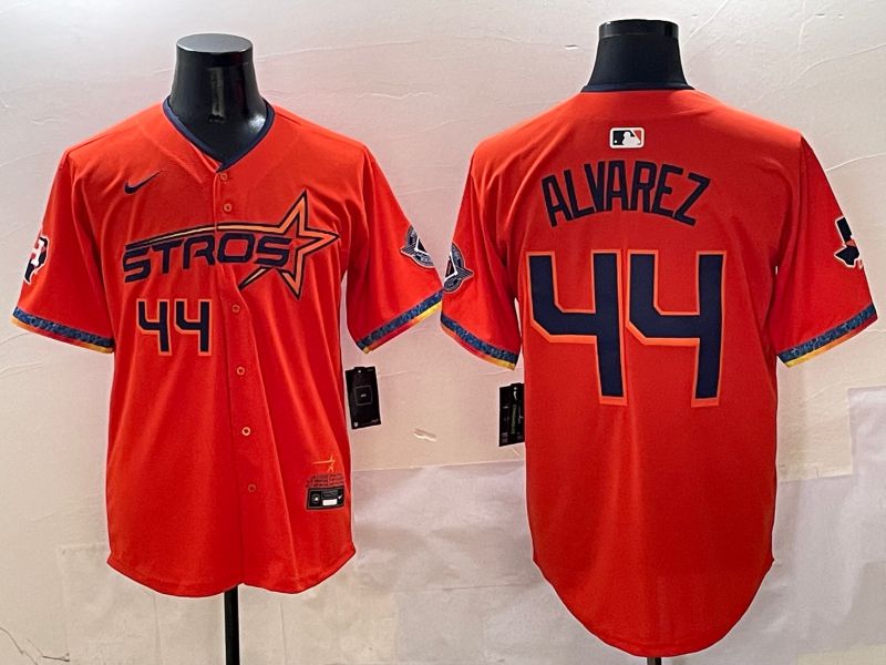 Men Houston Astros #44 Alvarez Orange Five generation Joint Name Nike 2025 MLB Jersey style 6->houston astros->MLB Jersey